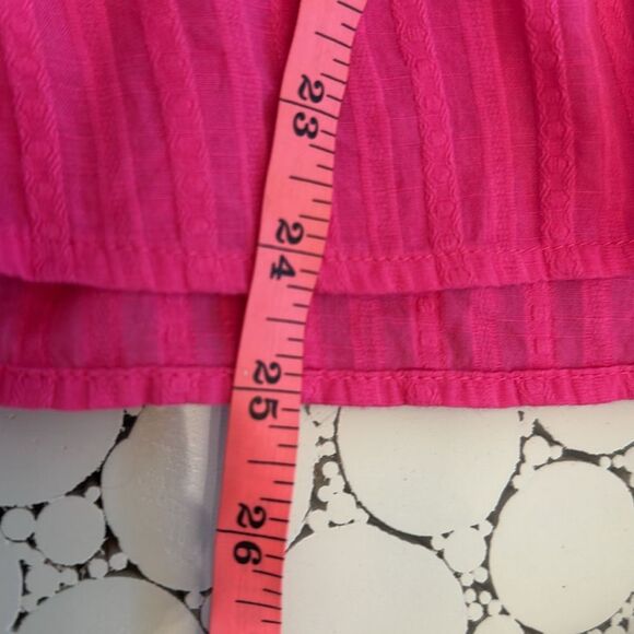 Loft 100 % Cotton Pink Ruffle Sleeves Size Medium - Picture 7 of 9
